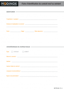 Fiche d’identification de conduit neuf – ANNEXE E – DTU 24.1
