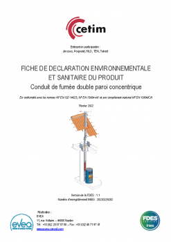 FICHE DE DÉCLARATION ENVIRONNEMENTALE ET SANITAIRE – Conduit de fumée double paroi concentrique