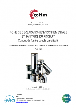 FICHE DE DÉCLARATION ENVIRONNEMENTALE ET SANITAIRE – Conduit de fumée double paroi isolé