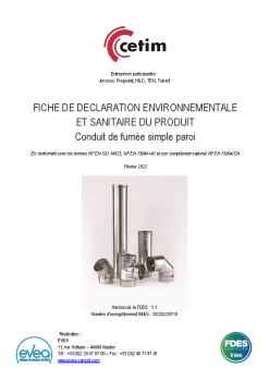 FICHE DE DÉCLARATION ENVIRONNEMENTALE ET SANITAIRE – Conduit de fumée simple paroi